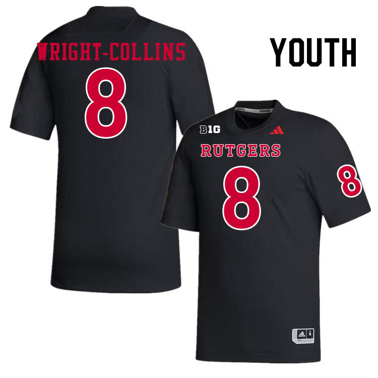 Youth #8 Jamier Wright-Collins Rutgers Scarlet Knights 2024 College Football Jerseys Stitched-Black